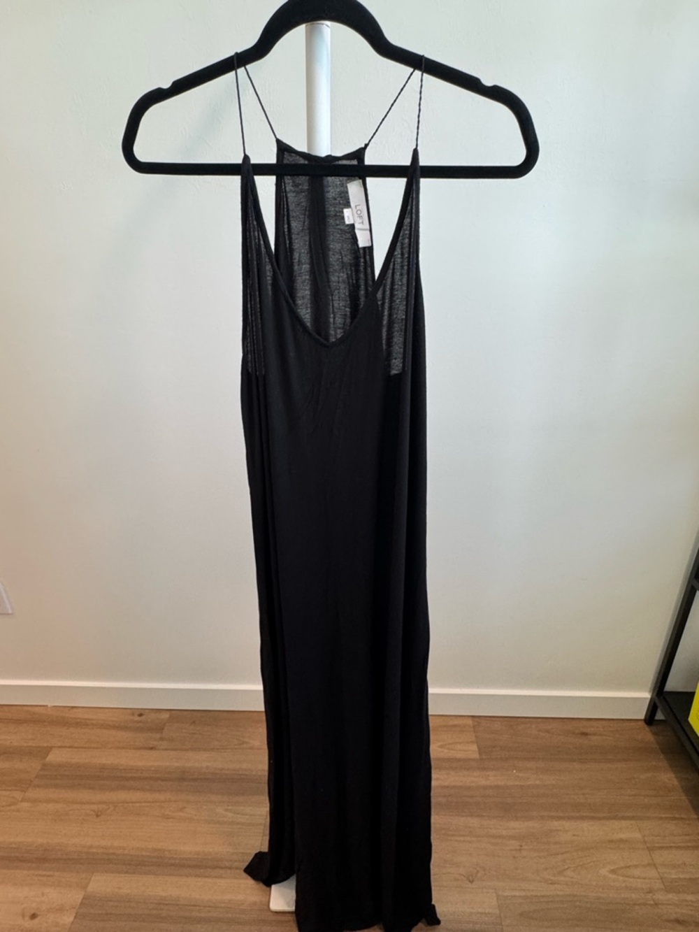 Loft Women’s Black Maxi Dress with Thin Straps - size L